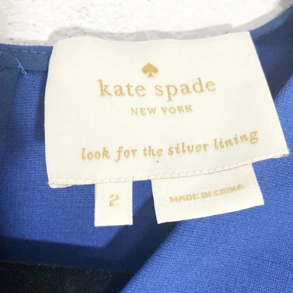 Kate Spade Blue Cap Sleeve Mini Dress, Size 2 - Picture 4 of 5